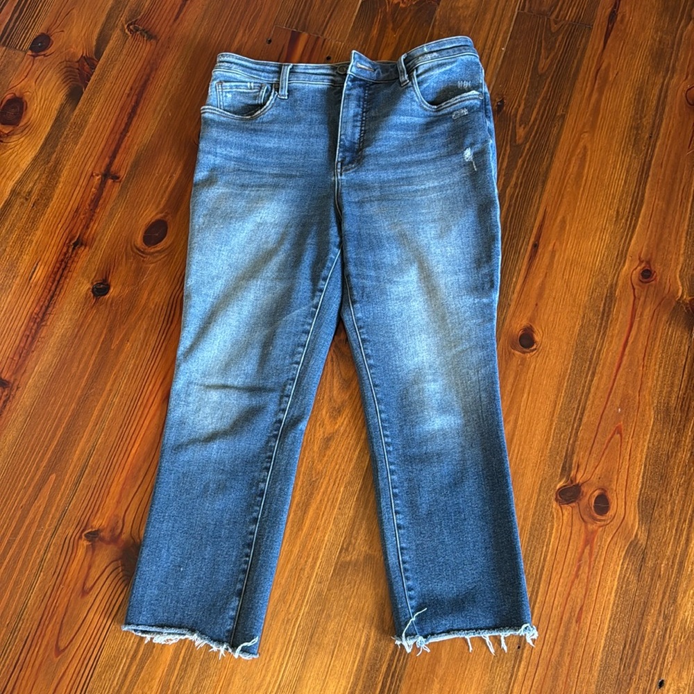 KUT FROM THE KLOTH Reese High Waist Raw Hem Ankle Straight Leg Jeans